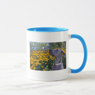 Arrêtez et sentez la tasse de fleurs