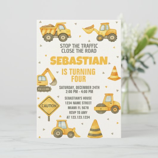 Arrêtez la circulation ! Invitation d'anniversaire (Debout devant)