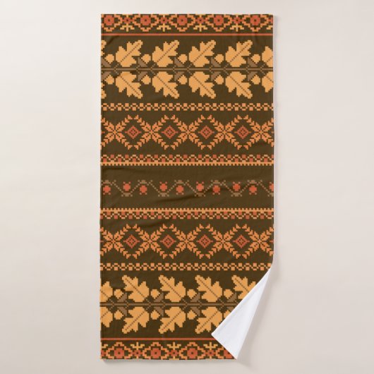 Arrière brodée d'automne brodée à rayures rétro (Serviette de bain)
