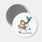 Arrière 'Em Cowboy Stick Figure Magnet (Recto/Verso)