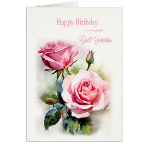 Arrière-grand-mère Anniversaire Roses Peintes Aqua