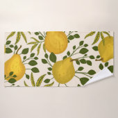Arrière - plan blanc Feuille de poires jaunes (Serviette de bain)
