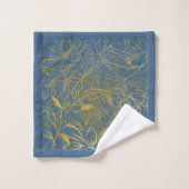 Arrière - plan bleu feuille or classique (Gant de toilette)