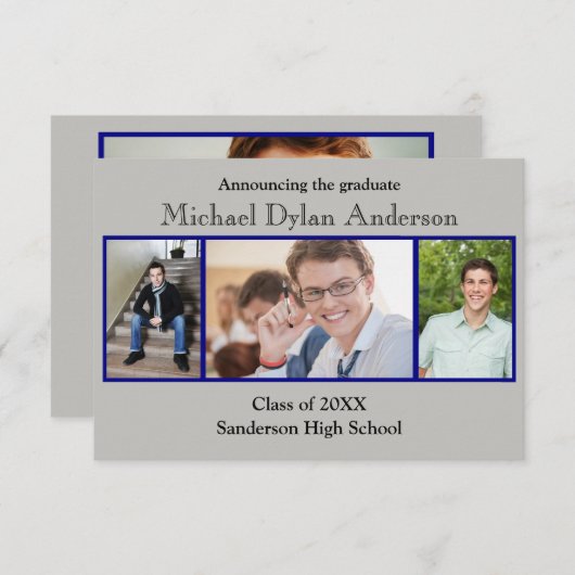 Arrière - plan bleu/gris - Faire-part 3x5 (Devant / Derrière)