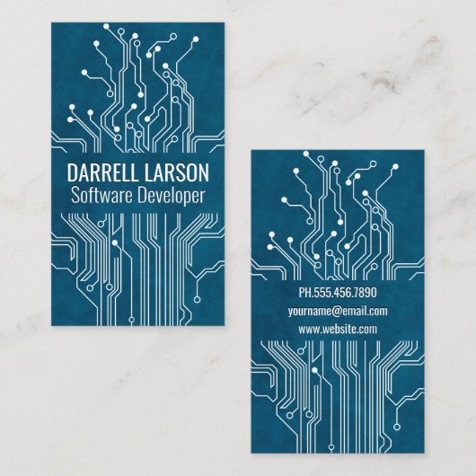 Arrière - plan de texture bleue de carte de circui (Devant / Derrière)