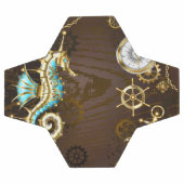 Arrière - plan en bois avec cheval de mer mécaniqu (Plat)