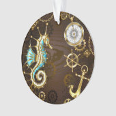 Arrière - plan en bois avec cheval de mer mécaniqu (devant)