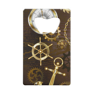 Arrière - plan en bois avec cheval de mer mécaniqu