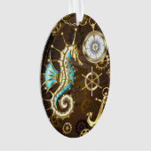 Arrière - plan en bois avec cheval de mer mécaniqu (devant)