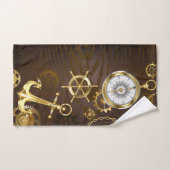 Arrière - plan en bois avec cheval de mer mécaniqu (Serviette à main)