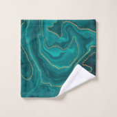 Arrière - plan en marbre liquide turquoise avec or (Gant de toilette)
