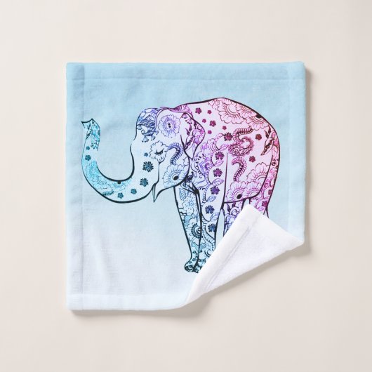 Arrière - plan Et Éléphant Gradient (Gant de toilette)