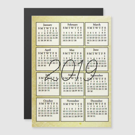 arrière - plan Gold Magnet 2019 Calendrier (Devant / Derrière)