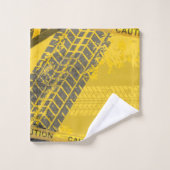 Arrière - plan jaune de piste de pneus (Gant de toilette)