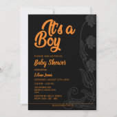 Arrière - plan noir Flower Invitation Baby shower (Devant)