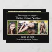 Arrière - plan noir/or - Faire-part de diplôme (Devant / Derrière)