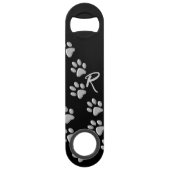 Arrière - plan noir Silver Dog Paws Motif d'impres (Dos)