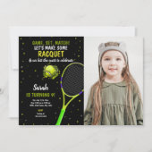 Arrière - plan noir Tennis Invitations Anniversair (Devant)