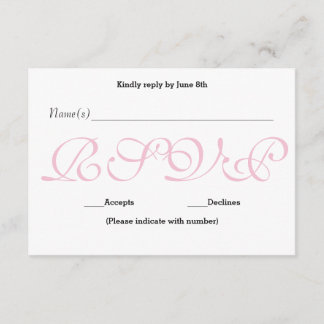 Arrière - plan rose - Carte de réponse à la récept