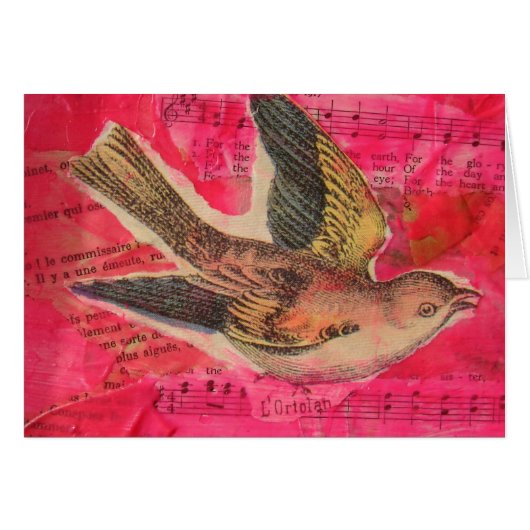 Arrière - plan rose chaud Bird Mix Media (Devant horizontal)