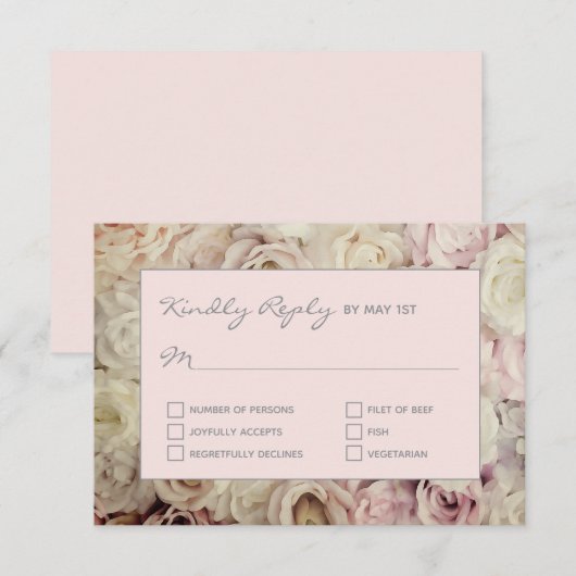 Arrière - plan Rose des cartes RSVP Blush Pink Mis (Devant / Derrière)