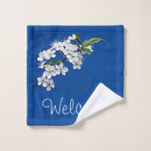 Arrière - plan Royal Blue avec de belles fleurs bl (Gant de toilette)