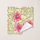 Arrière - plan rustique peint avec fleurs et lettr (Gant de toilette)