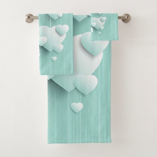 Arrière - plan vert clair avec coeur blanc 3D (En situation)