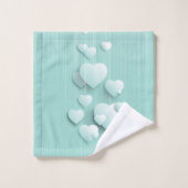 Arrière - plan vert clair avec coeur blanc 3D (Gant de toilette)