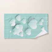 Arrière - plan vert clair avec coeur blanc 3D (Serviette à main)