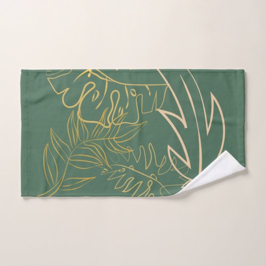 Arrière - plan vert feuille d'or chic (Serviette à main)