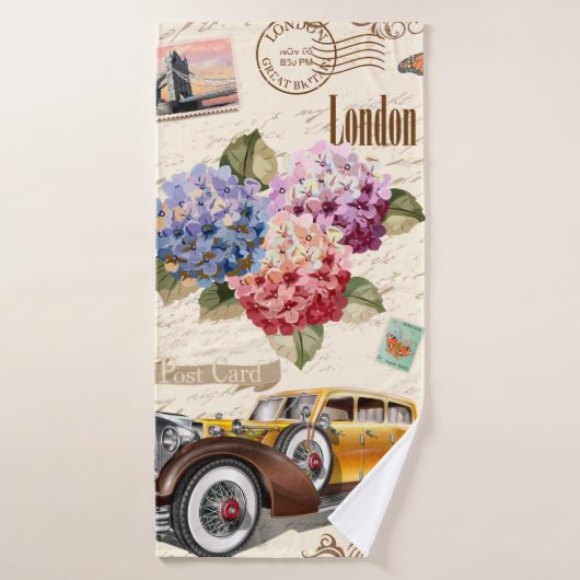 Arrière - plan vintage londonien sans couture avec (Serviette de bain)