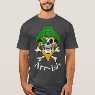 ARRish Funny Irish Pirate Clover Skull St T-shirt