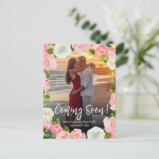 Arrive Bientôt Carte Postale d'Annonce de Grossess (Debout devant)