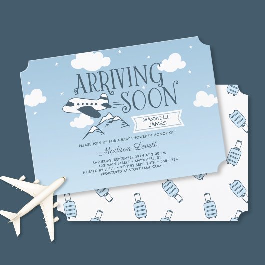 Arrivée bientôt Baby shower d'avion Invitation