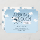 Arrivée Bientôt : Invitation Baby shower d'avion (Devant / Derrière)