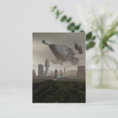 Arrivée géante de vaisseau spatial 2 carte postale (Debout devant)