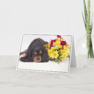 Arrogante Koning Charles Spaniel met de Bloemen Kaart