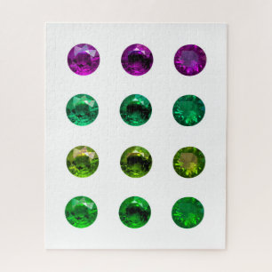Arrondi brillant couleur violet vert Gems Puzzle