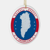 Arrondi Emblème Rouge Groenland Carte Ornement (Droite)