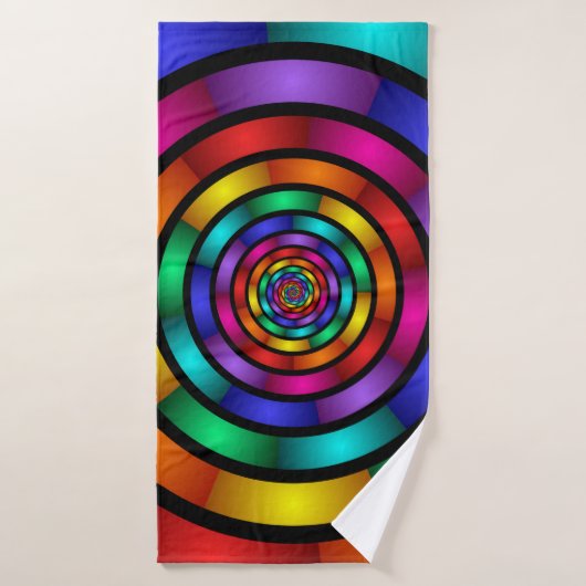 Arrondi et psychédélique coloré Art moderne fracta (Serviette de bain)