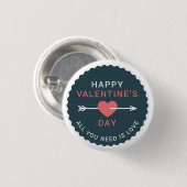 Arrow Heart Happy Valentine's Day Ronde Button 3,2 Cm (Voorkant /achterkant)
