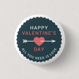 Arrow Heart Happy Valentine's Day Ronde Button 3,2 Cm