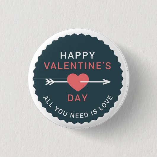 Arrow Heart Happy Valentine's Day Ronde Button 3,2 Cm (Voorkant)