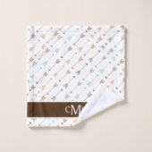 Arrow Tribale Brown et Turquoise chic Monogramme (Gant de toilette)