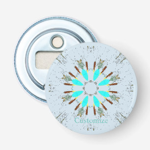 Arrowiad Feathers Pow-wow Pattern Thunder_Cove Button Flesopener