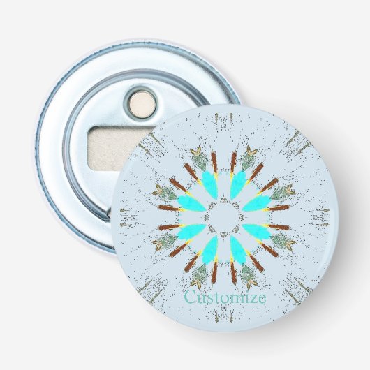 Arrowiad Feathers Pow-wow Pattern Thunder_Cove Button Flesopener (Voorkant)