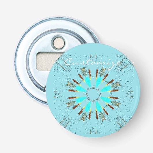 Arrowiad Feathers Pow-wow Pattern Thunder_Cove Button Flesopener (Voorkant)
