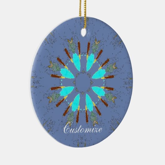 Arrowiad Feathers Pow-wow Pattern Thunder_Cove Keramisch Ornament (Rechts)