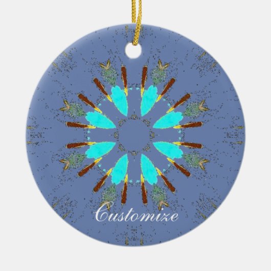 Arrowiad Feathers Pow-wow Pattern Thunder_Cove Keramisch Ornament (Voorkant)